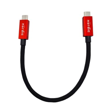 NÖRDIC 25cm Thunderbolt 4 USB-C kabel 40Gbps 100W lader 8K video kompatibel med USB 4 og Thunderbolt 3