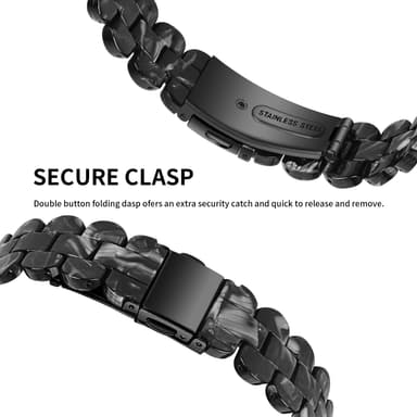 INF Klokkebånd harpiks / rustfritt stål Sort Fitbit Inspire 1 / 2 / 3 / HR