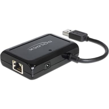 DeLOCK USB 3.0 Hub + Gigabit LAN, 3-port USB 3.0 hub med Ethernet, sv