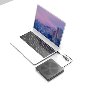 Maiwo Slim ekstern USB DVD/CD-spiller både USB-C og USB-A Ekstern optisk stasjon