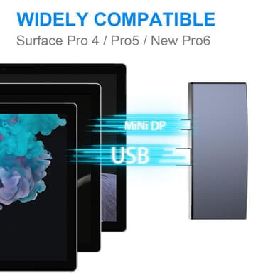 NÖRDIC USB-dokkingstasjon for MicroSoft Surface Pro 1xHDMI4k30Hz 2xUSB-A 5Gbps 1xRJ45 LAN og 1xTF og 1xSD
