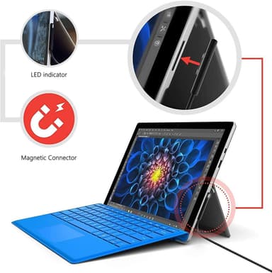 NÖRDIC 2m Ladekabel for Microsoft Surface 15V3A 45W