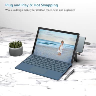 NÖRDIC USB-dokkingstasjon for MicroSoft Surface 1xHDMI4k30Hz 3xUSB-A 5Gbps og 1xTF og 1xSD