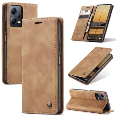 CaseMe Smart Magnet Flipdeksel Xiaomi Redmi Note 12 5G - Brun