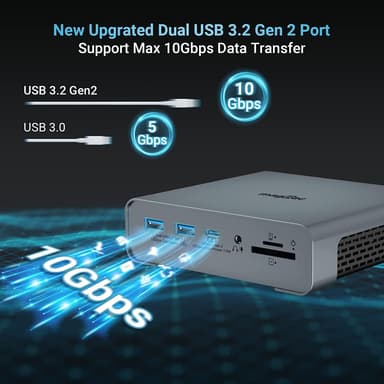 NÖRDIC 1 til 16 USB-C-dokkingstasjon trippelskjermer 2xHDMI 1xDP 4K60Hz 7xUSB 1xUSB-C PD65W 1xRJ45 1xAudio 1xSD 1xMicro SD Thunderbolt 3/4 USB4