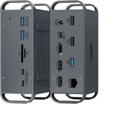 NÖRDIC 1 til 15 USB-C dokkingstasjon trippelskjermer 2xHDMI 1xDP 4K60Hz 7xUSB 1xUSB-C PD65W 1xRJ45 1xSD 1xMicro SD Thunderbolt 3/4 USB4