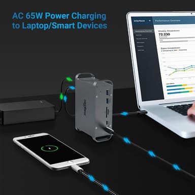 NÖRDIC 1 til 15 USB-C dokkingstasjon trippelskjermer 2xHDMI 1xDP 4K60Hz 7xUSB 1xUSB-C PD65W 1xRJ45 1xSD 1xMicro SD Thunderbolt 3/4 USB4