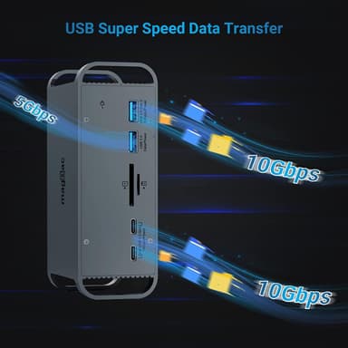 NÖRDIC 1 til 15 USB-C dokkingstasjon trippelskjermer 2xHDMI 1xDP 4K60Hz 7xUSB 1xUSB-C PD65W 1xRJ45 1xSD 1xMicro SD Thunderbolt 3/4 USB4