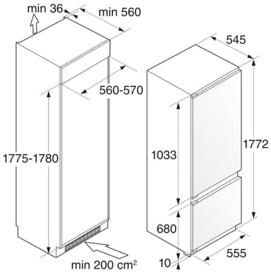 Asko kombiskap RFN31831I, helintegrert