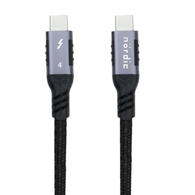 NÖRDIC 2,5 m Thunderbolt 4 USB-C kabel 40Gbps 100W lader 8K video kompatibel med USB 4 og Thunderbolt 3