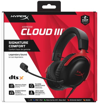 HyperX Cloud III gaming headset (sort/rød)