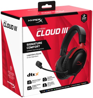 HyperX Cloud III gaming headset (sort/rød)