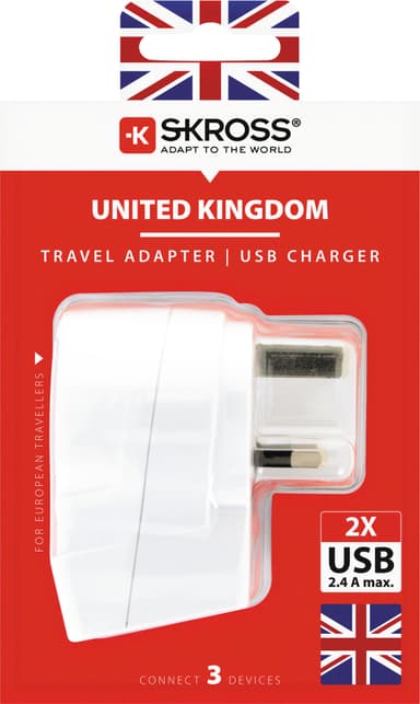 SKross Europa til UK USB reiseadapter 322912