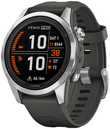 Garmin Fenix 7S Pro Solar smartklokke, 42mm (sølv)