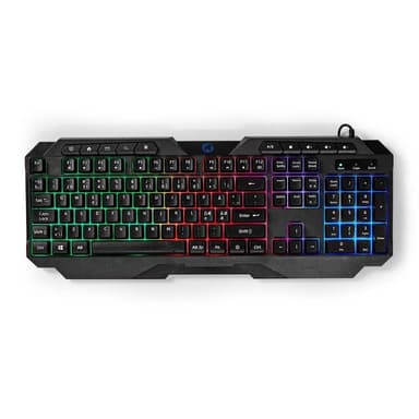 Nedis Wired Gaming Keyboard | USB Type-A | Membrantaster | LED | QWERTY | ND Layout | USB-Strøm | Strømkabel lengde: 1.30 m | Multimedia