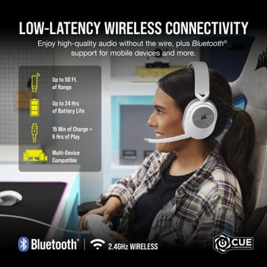 Corsair HS55 trådløst gaming headset (hvit)