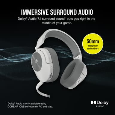 Corsair HS55 trådløst gaming headset (hvit)