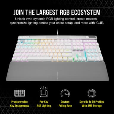 Corsair K70 PRO RGB mekanisk gamingtastatur (hvit)