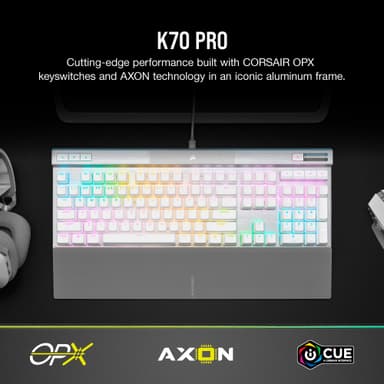 Corsair K70 PRO RGB mekanisk gamingtastatur (hvit)