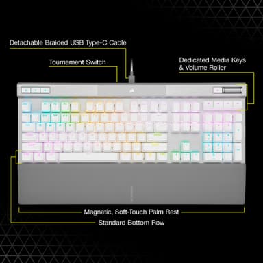 Corsair K70 PRO RGB mekanisk gamingtastatur (hvit)