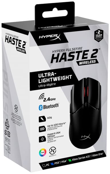 HyperX Pulsefire Haste 2 trådløs gamingmus (sort)