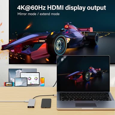 NÖRDIC 1 til 11 dokkingstasjon 1xHDMI 4K60Hz 5xUSB3.0 5Gbps 1xRJ45 1xPD100W