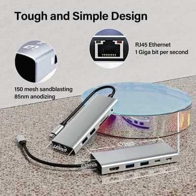 NÖRDIC 1 til 11 dokkingstasjon 1xHDMI 4K60Hz 5xUSB3.0 5Gbps 1xRJ45 1xPD100W