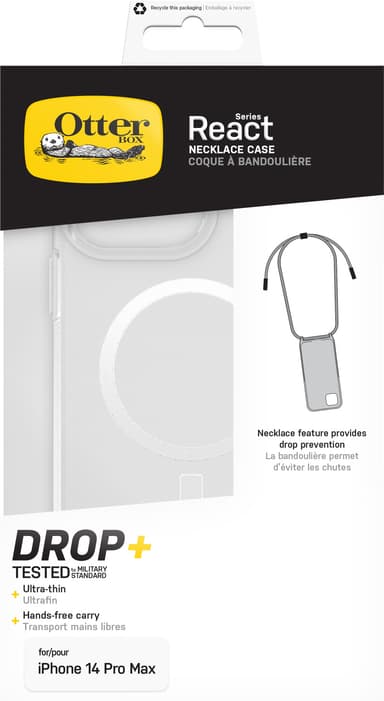 OtterBox React Necklace iPhone 14 Pro Max MagSafe deksel (transparent)