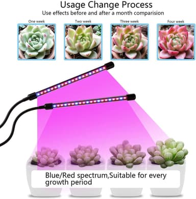 INF Plantelampe / plantebelysning med 2 fleksible LED-lysstoffrør