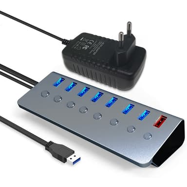 USB splitter USB 3.0-hub 5Gbps 8-ports individuelle LED av/på-brytere