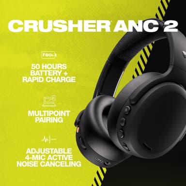 Skullcandy Crusher ANC 2 trådløse around-ear hodetelefoner (sort)