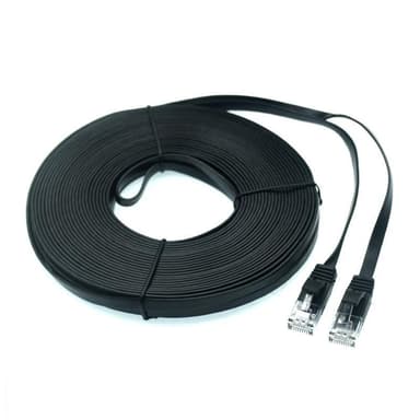 NÖRDIC Cat6 U/UTP flat nettverkskabel 7,5m 250MHz båndbredde og 10Gbps overføringshastighet svart
