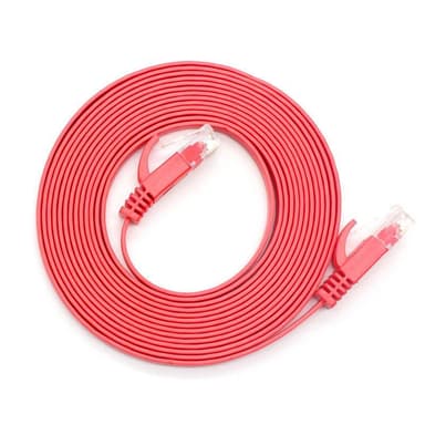 NÖRDIC Cat6 U/UTP flat nettverkskabel 7,5m 250MHz båndbredde og 10Gbps overføringshastighet rød