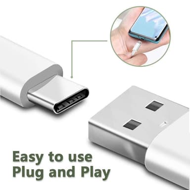 NÖRDIC 50cm USB C 2.0 til USB A-kabel 480Mbps hvit