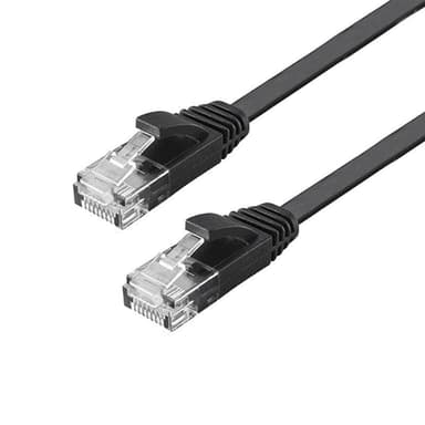 NÖRDIC Cat6 U/UTP flat nettverkskabel 7,5m 250MHz båndbredde og 10Gbps overføringshastighet svart