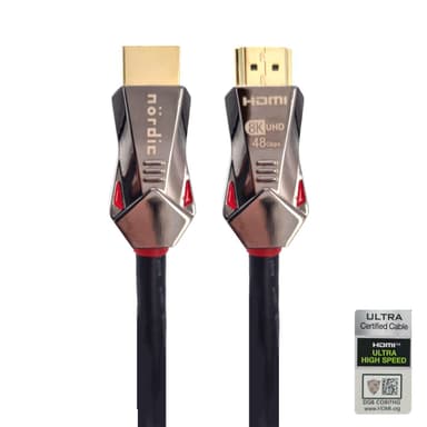 NÖRDIC-SERTIFISERT KABLER 5m Ultra High Speed ​​​​HDMI 2.1 8K 60Hz 4K 120Hz 48Gbps Dynamic HDR eARC VRR Nylonflettet kabel Gullbelagte kontakter