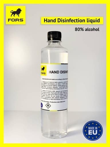 5-pakning Hånddesinfeksjon 80 % alkohol, 500 ml / Totalt 2,5 liter