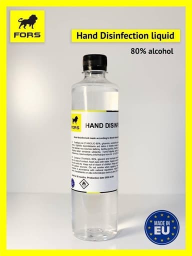 5-pakning Hånddesinfeksjon 80 % alkohol, 500 ml / Totalt 2,5 liter