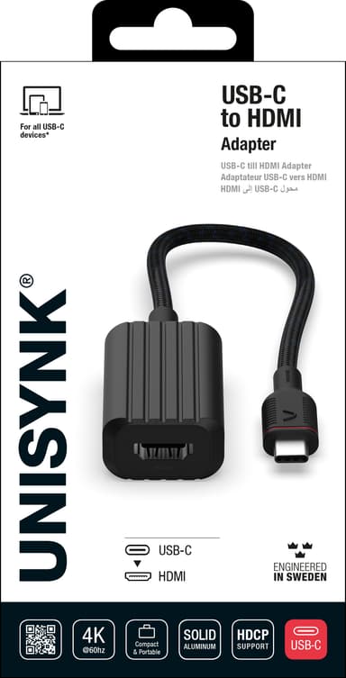 Unysink USB-C til HDMI adapter 10377 (sort)