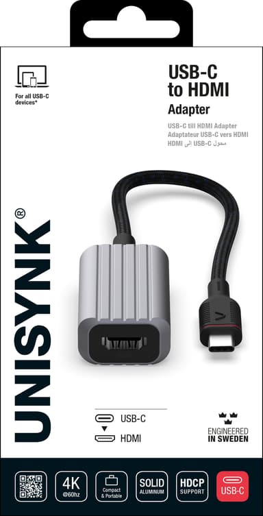 Unysink USB-C til HDMI adapter 10378 (grå)