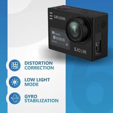 SJCAM SJ6LEGEND 4K 24fps actionkamera, 3-akset stabilisering, vanntett, berøringsskjerm, Wifi tilkoblet.