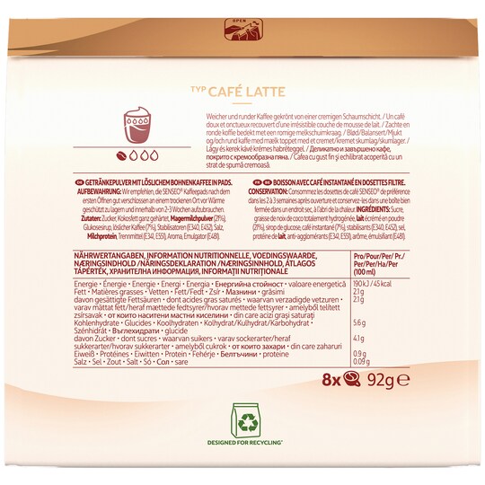 Senseo Café Latte medium kaffeputer 4051016