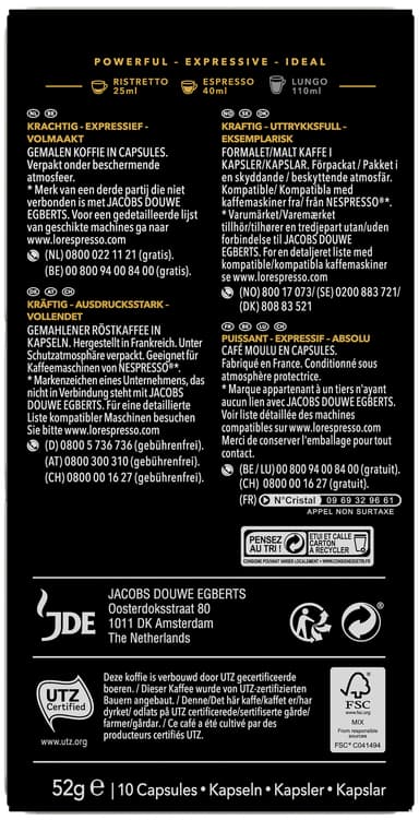 L'Or Espresso 11 Ristretto kaffekapsler (10-pk)