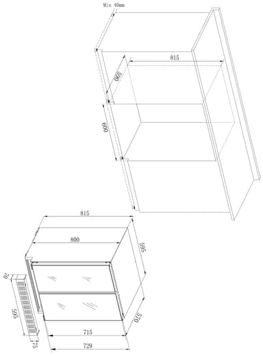 Temptech Oslo vinskap OX2DX60DRB innebygd