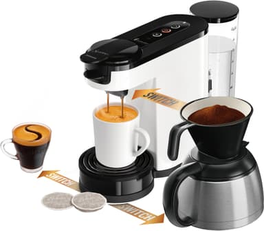 Senseo Switch kapsel- og filterkaffemaskin HD6594/00 (hvit)