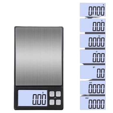 Bærbar digital vekt, gullsmedvekt, presisjonsvekt, gullvekt 1000g/0,1g Sort