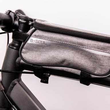 Waterproof bike frame bag with phone holder, Grey