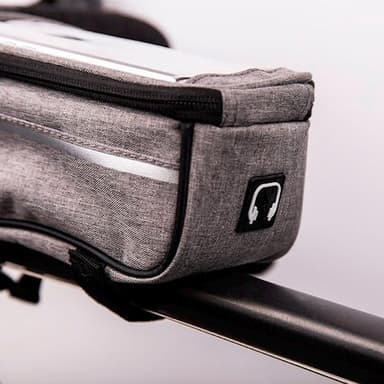 Waterproof bike frame bag with phone holder, Grey