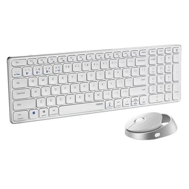 RAPOO Tastatur/Musesett 9750M Multi-Mode Trådløst Hvit