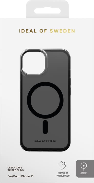 iDeal of Sweden MagSafe Clear deksel til iPhone 16e/15/14/13 (Tint. Blk)